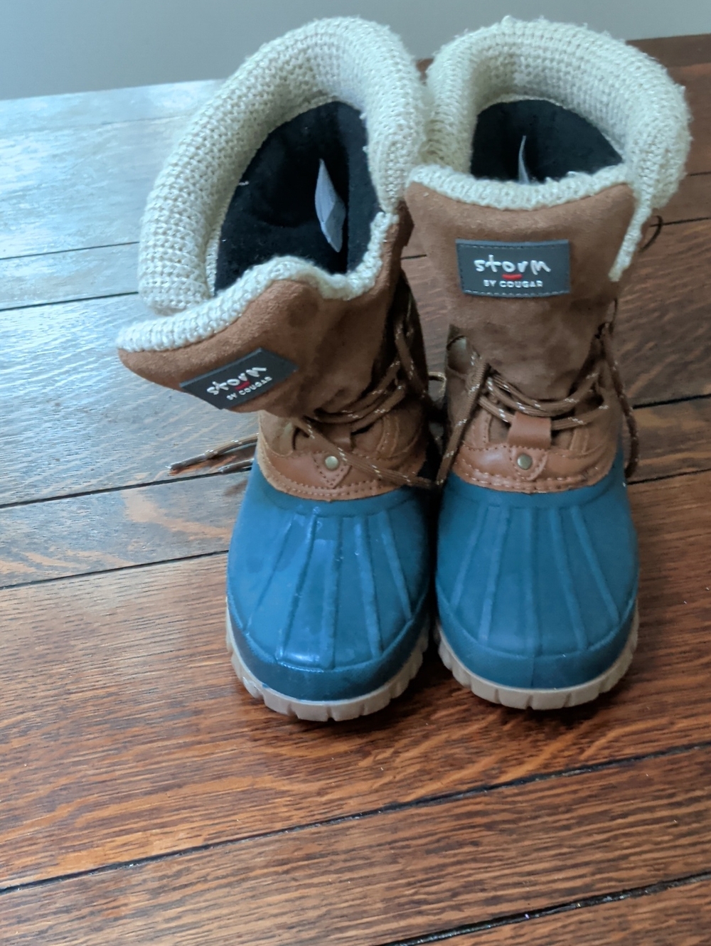 Women's Brown and Navy Waterproof Snow Boots